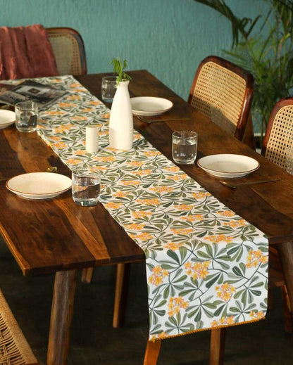 Frangipani Printed Cotton Table Runner | 13 x 59 inches