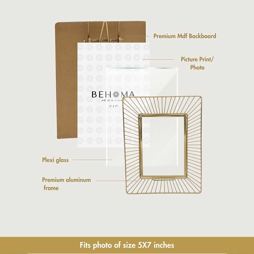 Elegant Design Golden Sun Ray Photo Frame | 5 x 7 inches