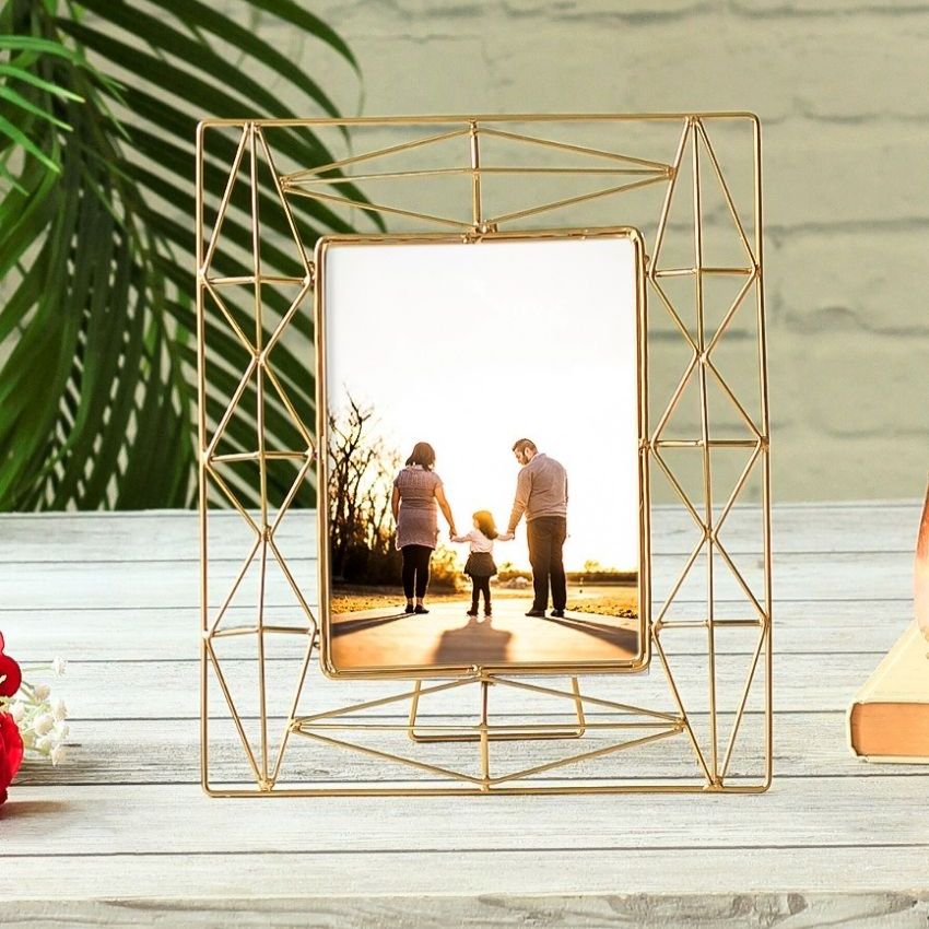 Elegant Modern Geometric Golden Photo Frame | 5 x 7 inches