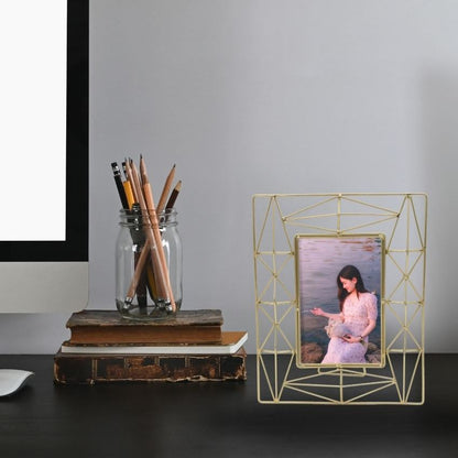 Modern Golden Finish Geometric Frame | 4 x 6 inches