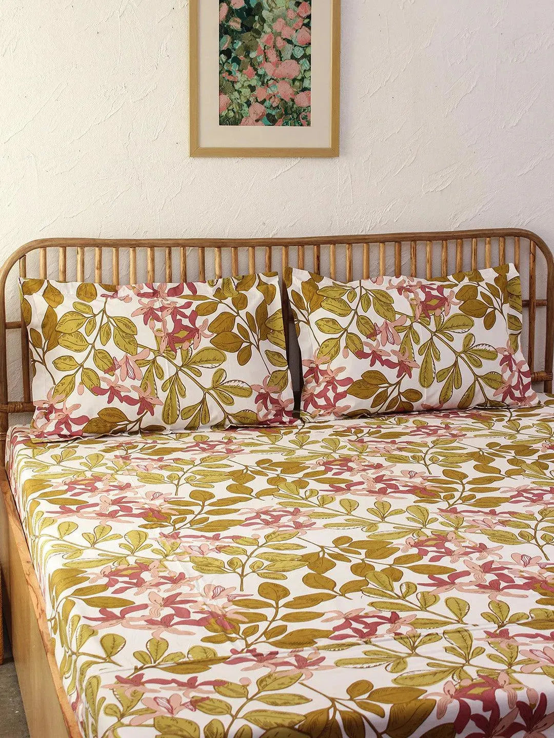 Pink Moringa | Double Fitted Bed Sheet & 2 Pillow Covers