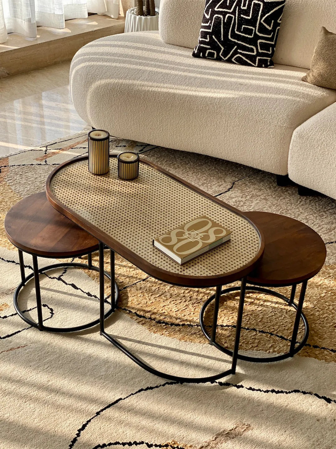 Posh Kovo Rattan 1 Center & 2 Side Tables | Set Of 3