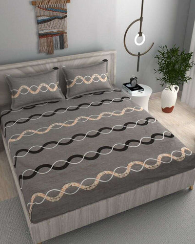 Luxury Wavy Design Elastic Fitted Microfiber Bedding Set | 72 x 78 inches