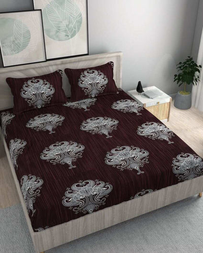 Floral Bouquet Design Elastic Fitted Microfiber Bedding Set | 72 x 78 inches