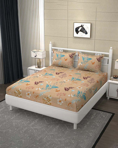 Comfortable Floral Design Elastic Fitted Microfiber Bedding Set | 72 x 78 inches