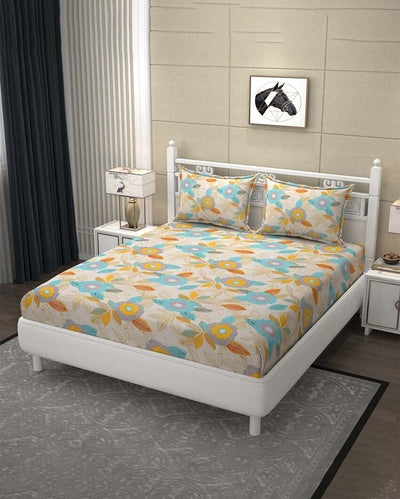 Comfy Floral Design Elastic Fitted Microfiber Bedding Set | 72 x 78 inches