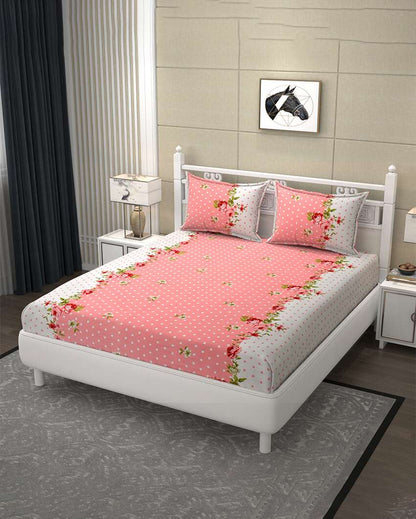 Alluring Floral Design Elastic Fitted Microfiber Bedding Set | 72 x 78 inches