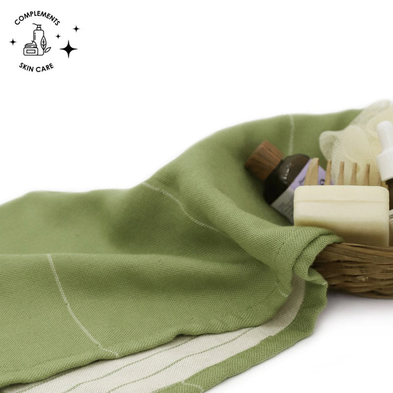 Aloevera Double Cloth Face Towel | Set of 2 Aloe Green