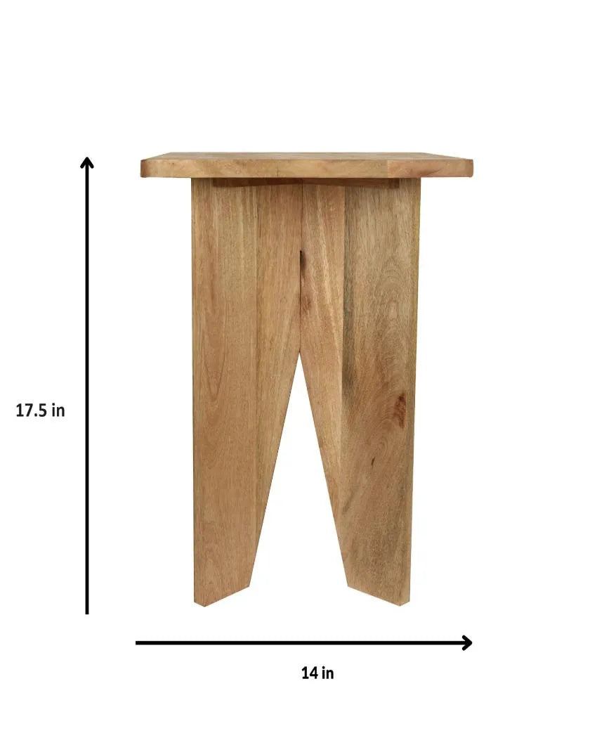 Aachman Mango Natural Finish Square End Table | 14 x 14 x 17 inches