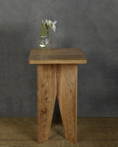 Aachman Mango Natural Finish Square End Table | 14 x 14 x 17 inches