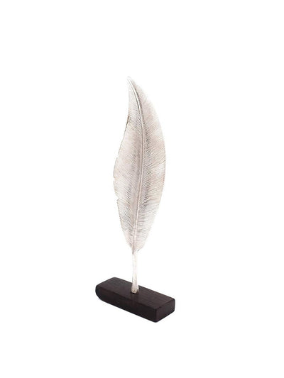 Elegant Silver Feather Decorative Sculpture