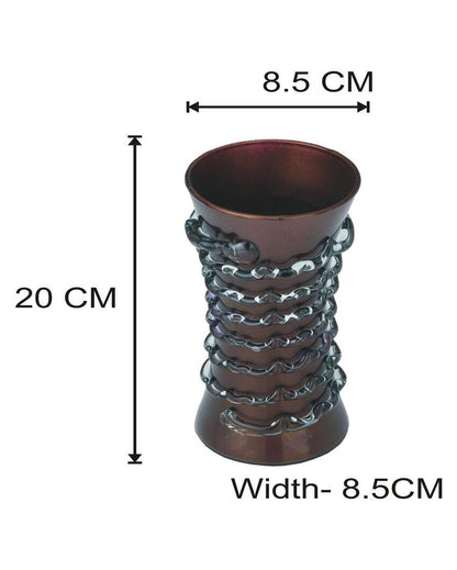 Unique Brown Glass Pot Without Flower | 8 x 3 inches