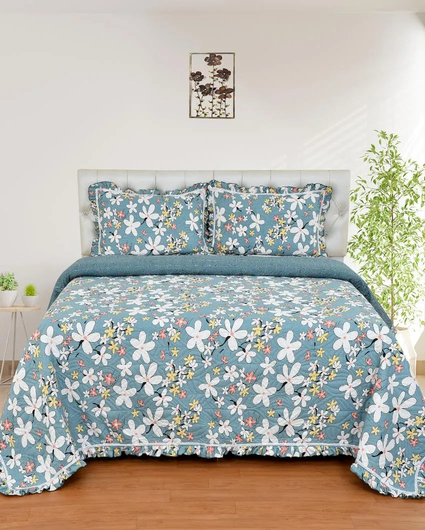 Charming Flower Bunch Glace Cotton Bedcovers | Queen Size | 90 X 100 inches