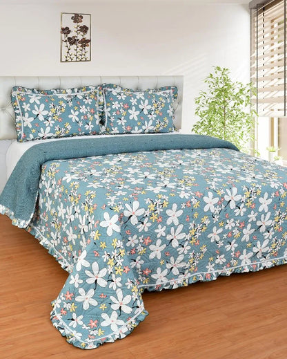 Charming Flower Bunch Glace Cotton Bedcovers | Queen Size | 90 X 100 inches