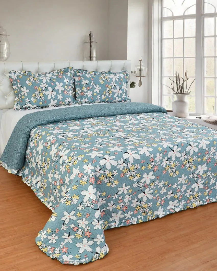 Beautiful Flower Bunch Glace Cotton Bedcovers | Queen Size | 90 X 100 inches