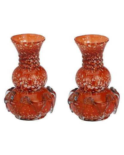 Vibrant Orange Glass Pot Without Flower | 8 x 4 inches