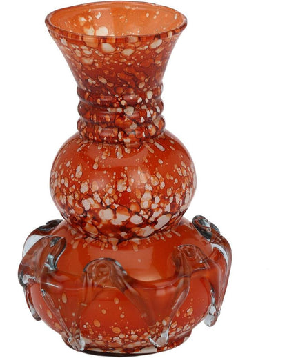 Vibrant Orange Glass Pot Without Flower | 8 x 4 inches