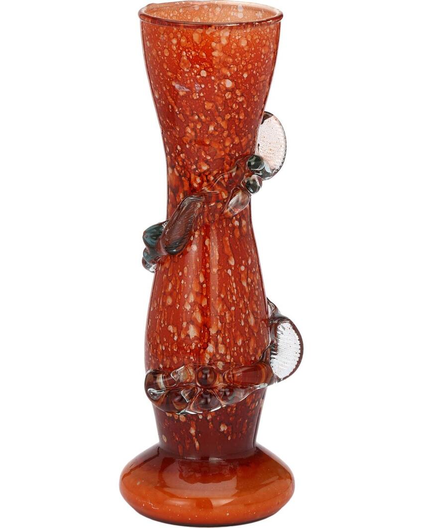 Classic Orange Glass Pot Without Flower | 9 x 3 inches