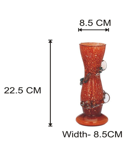 Classic Orange Glass Pot Without Flower | 9 x 3 inches