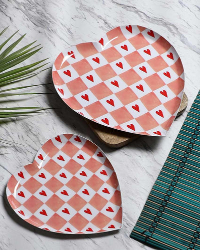 Pink Heart Shape  Platters | Set of 2