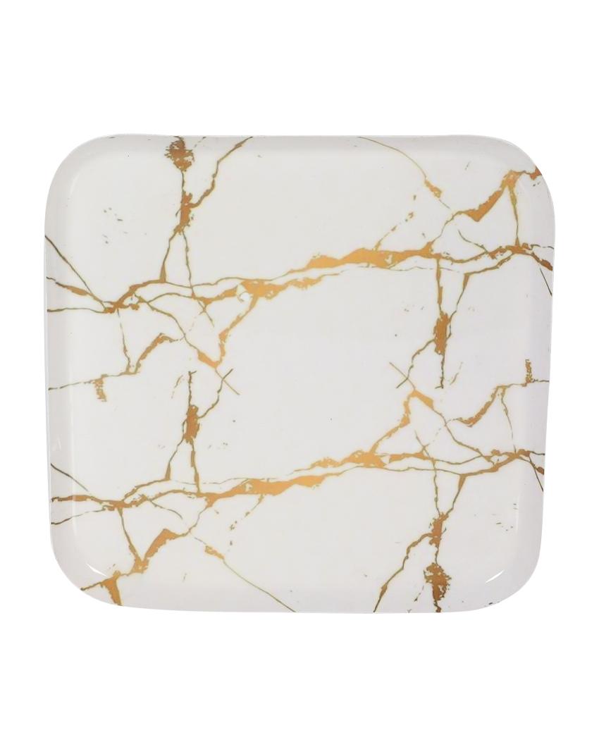 White & Gold Square  Platters | Set of 2