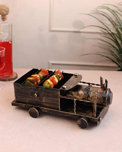 Black Barbeque Train With Skewers