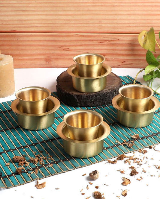 Brass Filter Coffe Bowl & Glass | Set Of 8