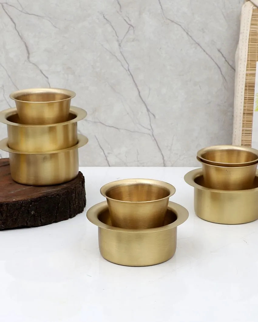 Brass Filter Coffe Bowl & Glass | Set Of 8