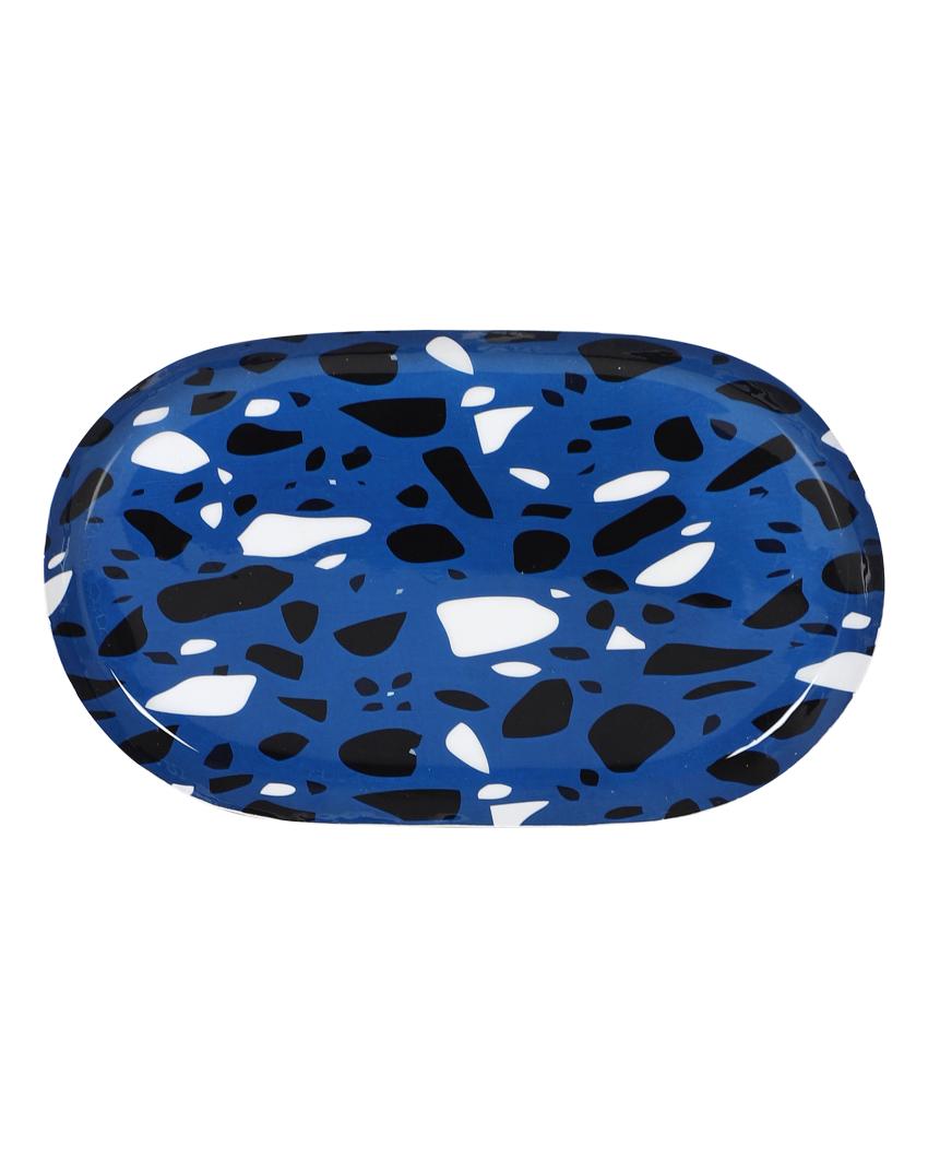 Blue & Black Metal Oval Platters | Set of 2