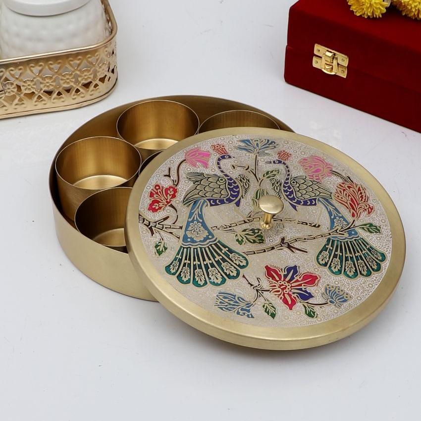 Colored Brass Masala Box Set