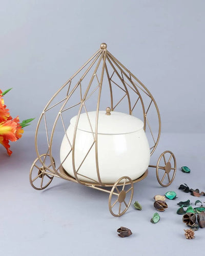 Carriage with Metal Jar Set | White