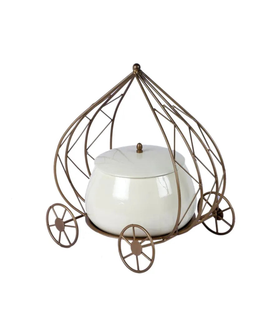 Carriage with Metal Jar Set | White