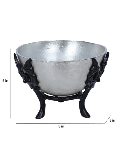 Unique Silver Bat Design Fruit Bowl | Silver | 8 x 6 inches