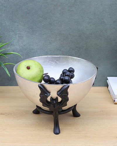 Unique Silver Bat Design Fruit Bowl | Silver | 8 x 6 inches