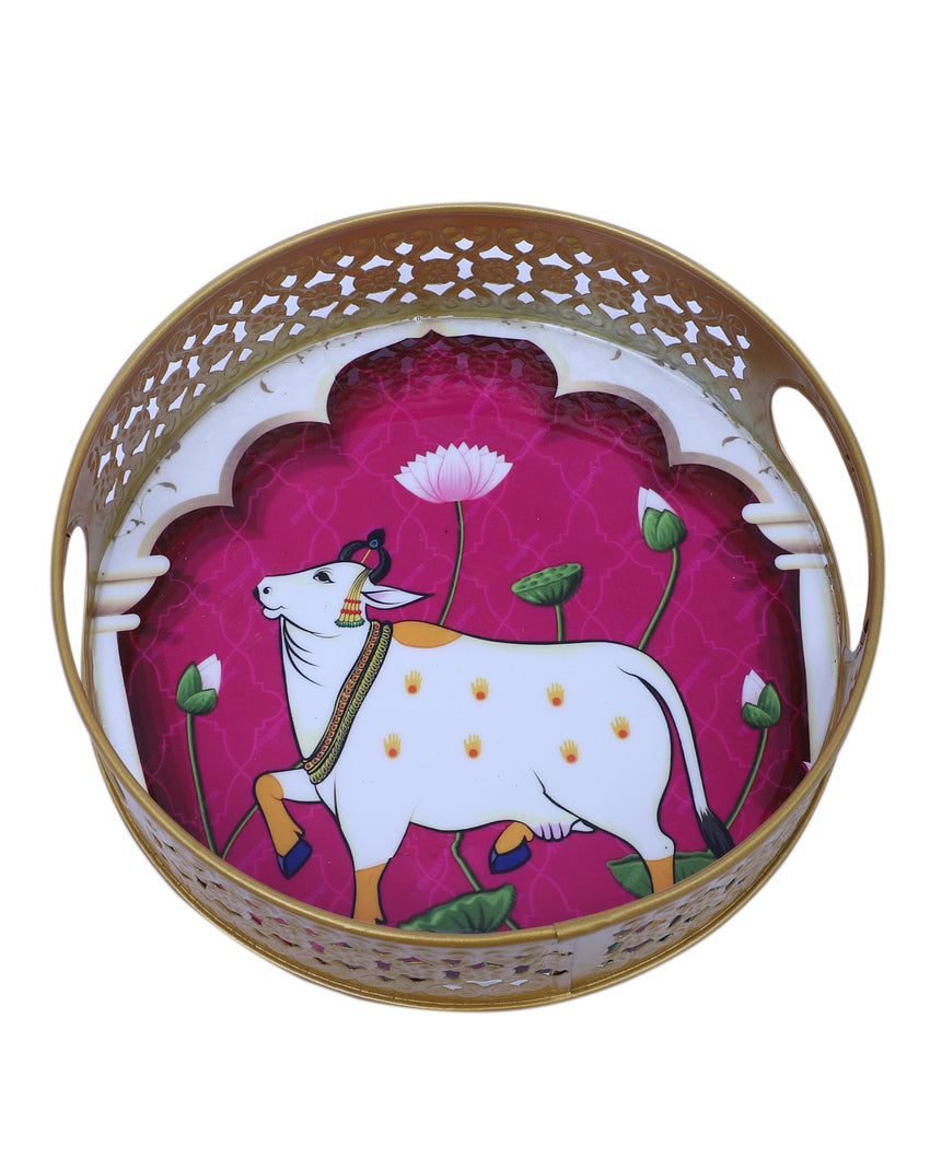 Lovely Pink and White Cow Tray With Jars | Pack of 3