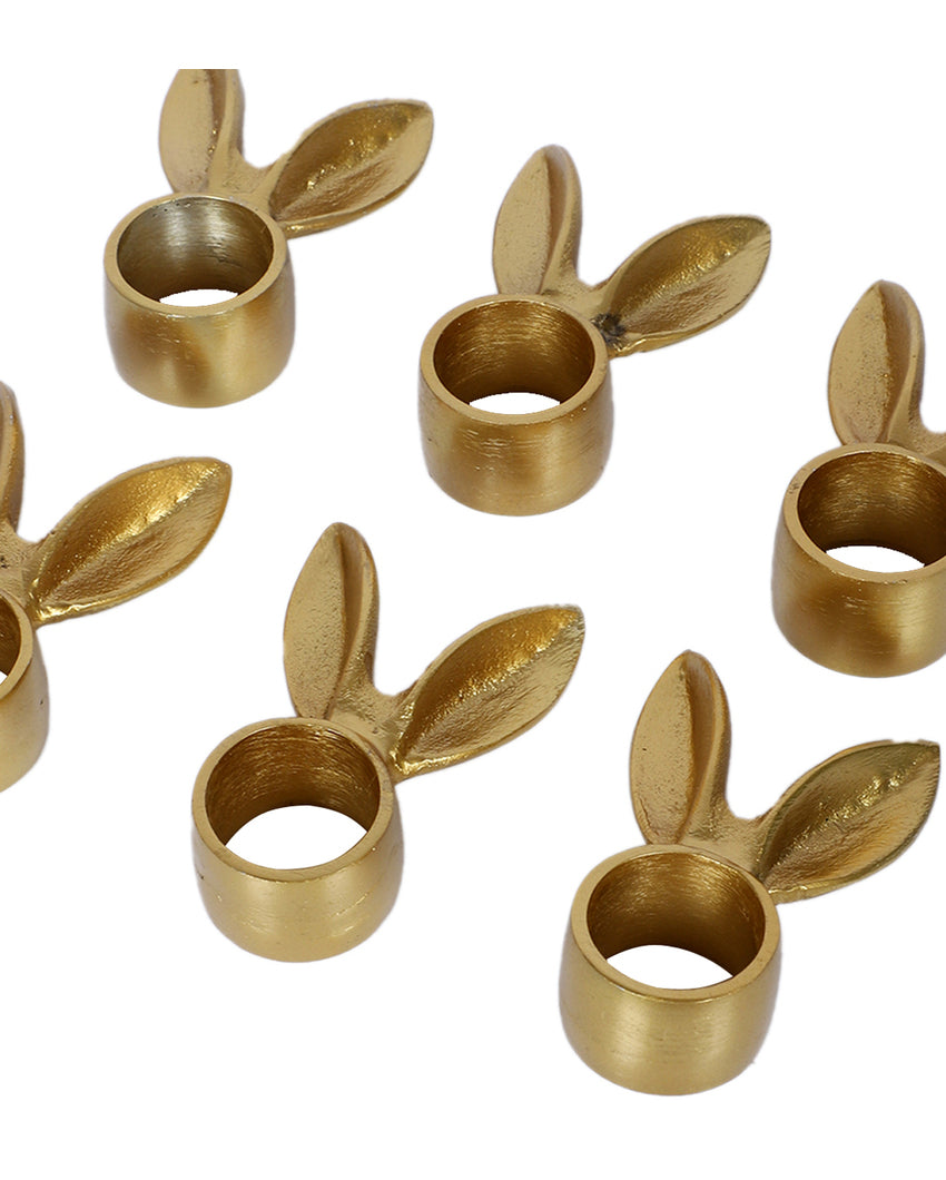 Chic Golden Bunny Napkin Ring | Set of 6 | 3 x 2 inches