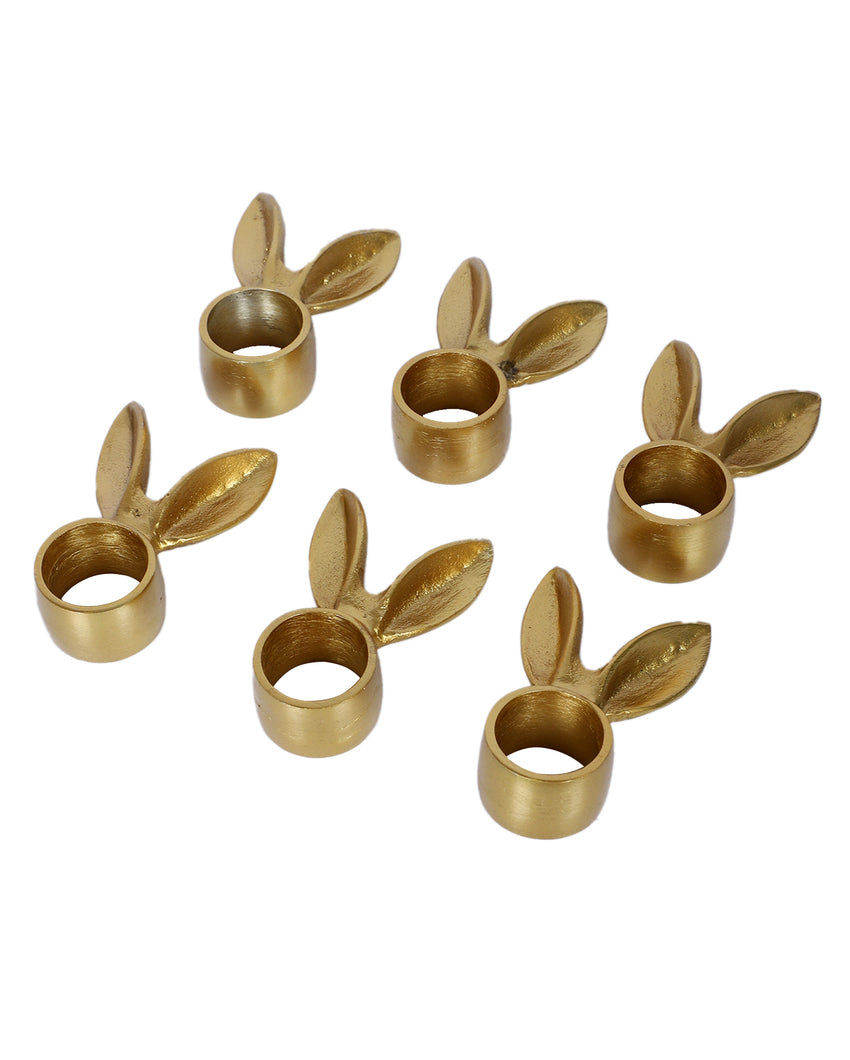 Chic Golden Bunny Napkin Ring | Set of 6 | 3 x 2 inches