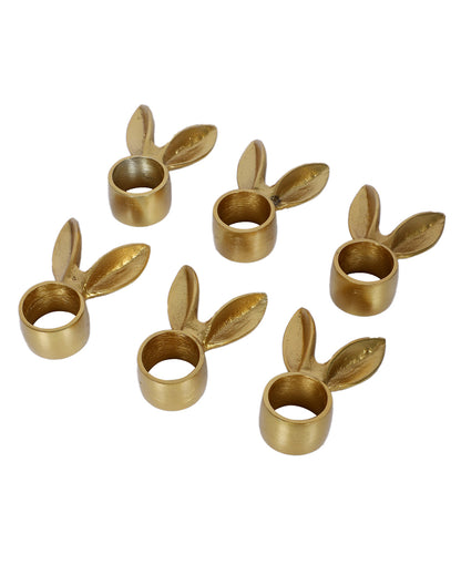 Chic Golden Bunny Napkin Ring | Set of 6 | 3 x 2 inches