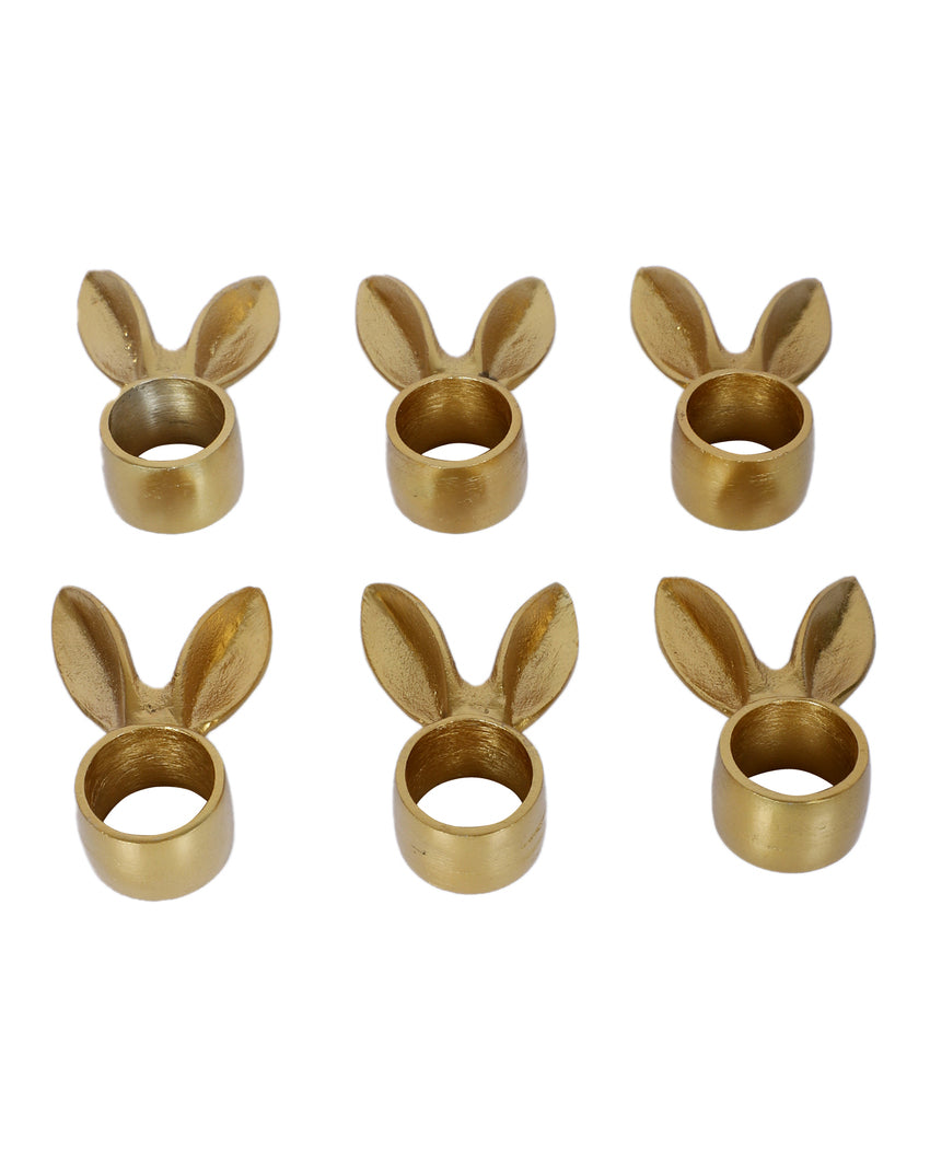 Chic Golden Bunny Napkin Ring | Set of 6 | 3 x 2 inches