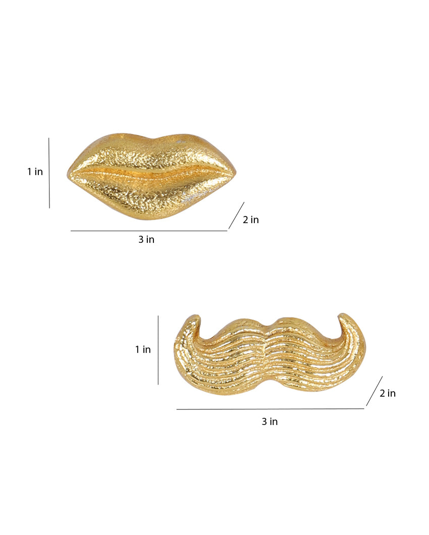 Playful Golden Lips and Moustaches Napkin Ring | Gold | Pack of 6