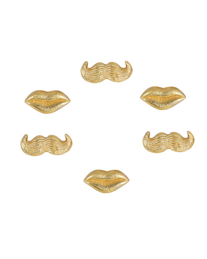 Playful Golden Lips and Moustaches Napkin Ring | Gold | Pack of 6