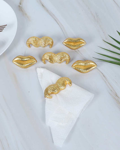 Playful Golden Lips and Moustaches Napkin Ring | Gold | Pack of 6