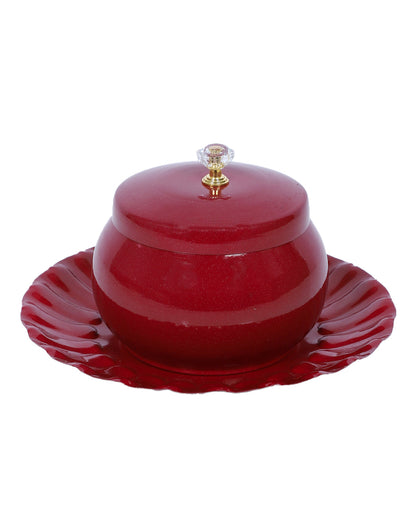 Elegant Red Jar and Plate Dry Fruits Platter | Pack of 2 | 300 ML