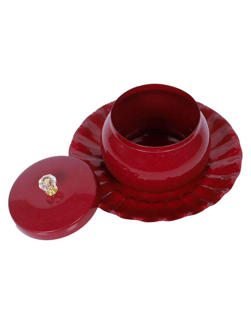 Elegant Red Jar and Plate Dry Fruits Platter | Pack of 2 | 300 ML