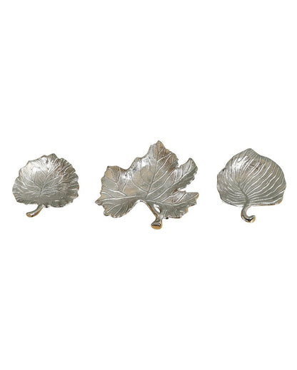 Silver Aluminum Leaf Platters | Set Of 3 | 5 x 5 inches