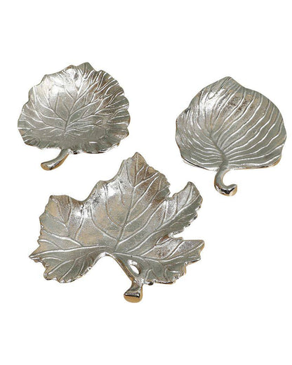 Silver Aluminum Leaf Platters | Set Of 3 | 5 x 5 inches