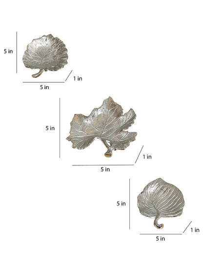 Silver Aluminum Leaf Platters | Set Of 3 | 5 x 5 inches