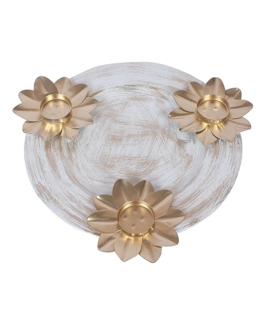 Iron Floral Platter With Tealight Holder | 10 x 10 inches