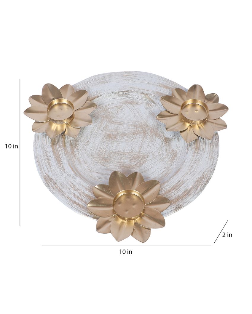 Iron Floral Platter With Tealight Holder | 10 x 10 inches