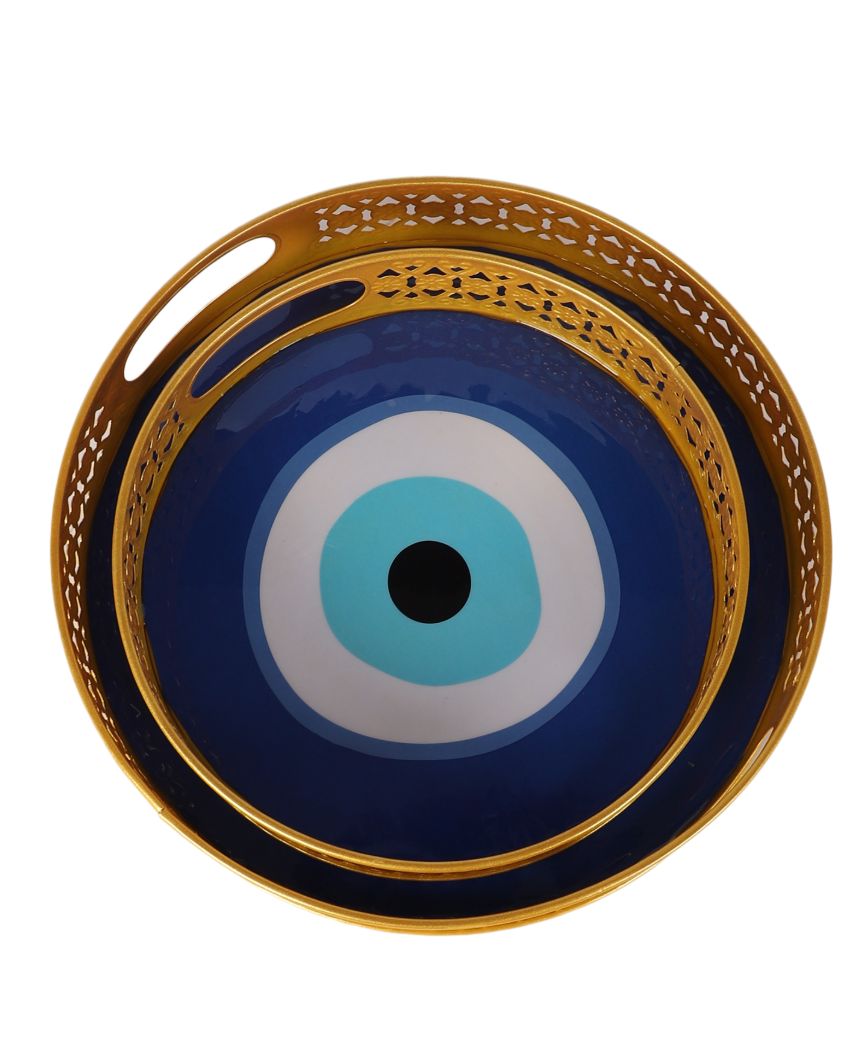 Elegant Design Evil Eye Meena Trays | Set of 2